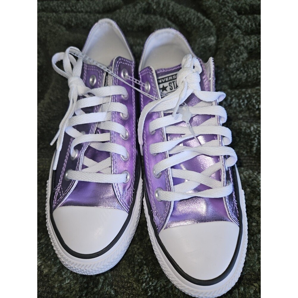 Converse All Star Low Top Purple Metallic Lace-Up Sneakers US 8 wo's EU 39